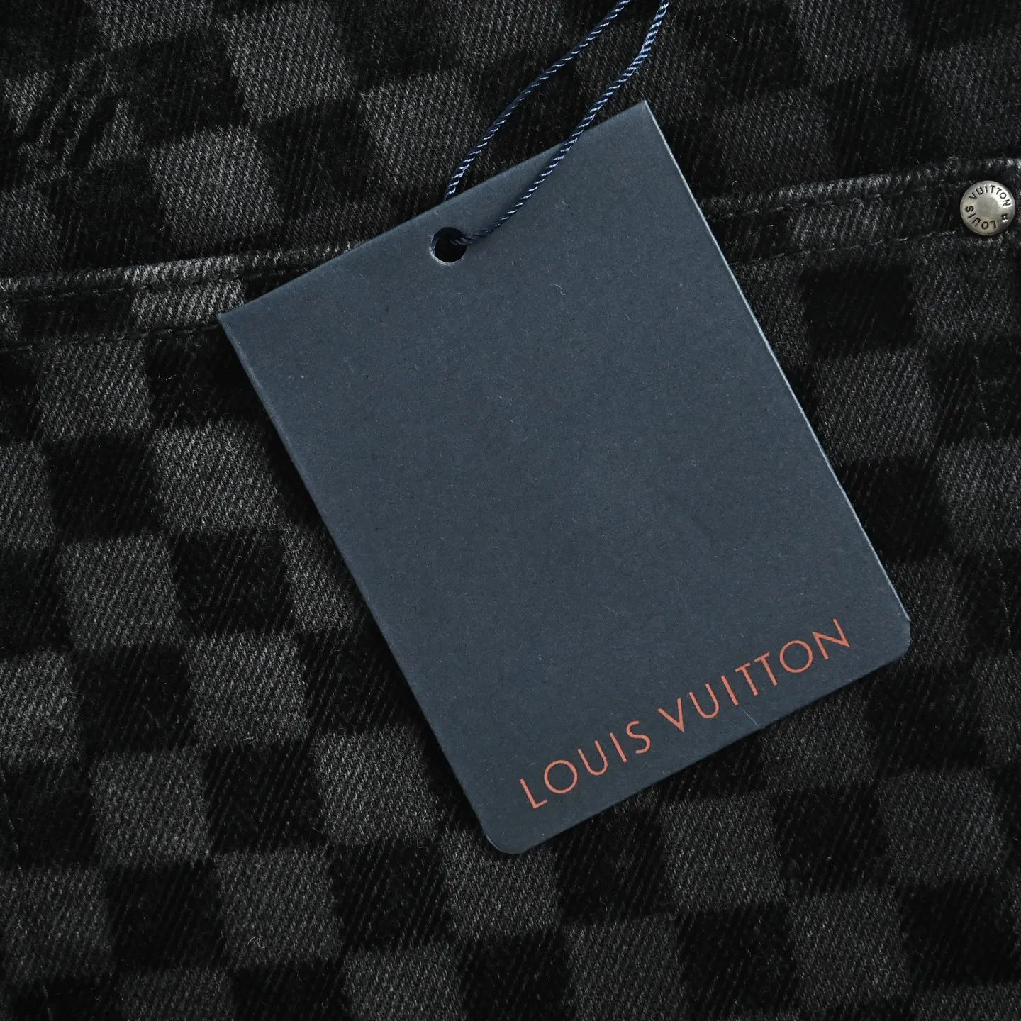 Louis Vuitton/Louis Vuitton mosaic flocking checkerboard patchwork jeans